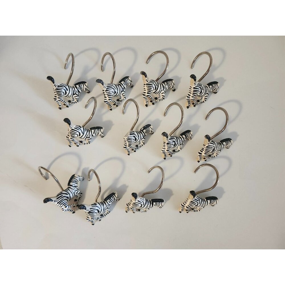 Shower Curtain 12 Zebra Hooks Decorative Safari